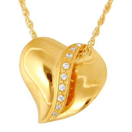 Crystal Ribbon Heart Cremation Pendant IV